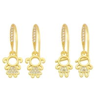 fashion copper cute boy girl cartoon drop earrings for women white zirconia gold plated friendship earrings family jewelry gifts