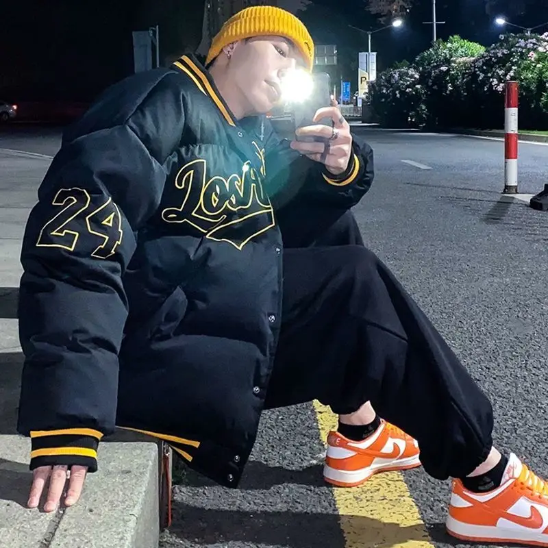 Winter men's and women's fashion loose baseball suit down cotton American thermal INS street cotton suit