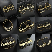 personalized name stainless steel letter earrings for women 3 color custom name cricle earrings weddings party jewelry