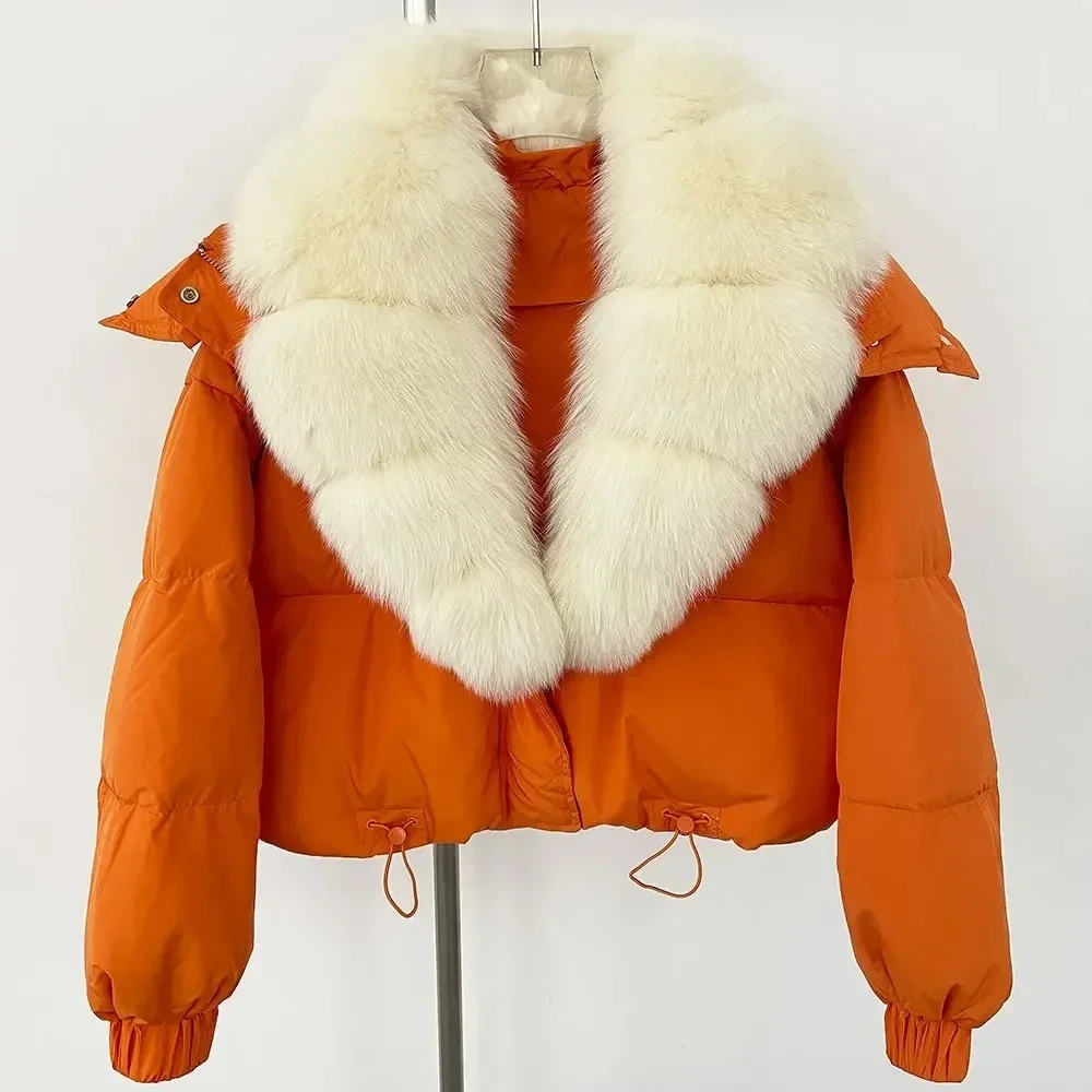 Роскошное 2024 новое пальто из натурального лисьего меха на утином пуху зимняя