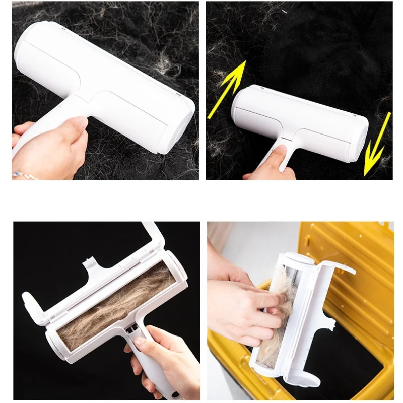 

One hand operated pet hair removal roller bidirectional hair removal self-cleaning lint pet hair remover