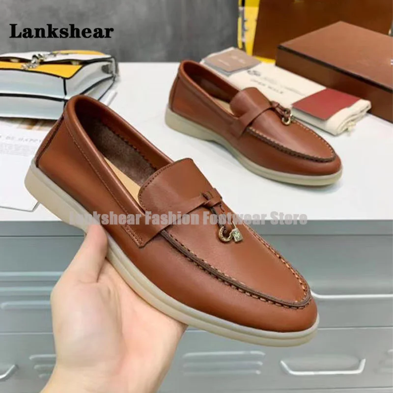 Suede Leather Tassel Pendant Loafers Women Round Toe Slip-On Flat Shoes for Women Casual Brand Shoes Comfort Walk Shoes Mujer