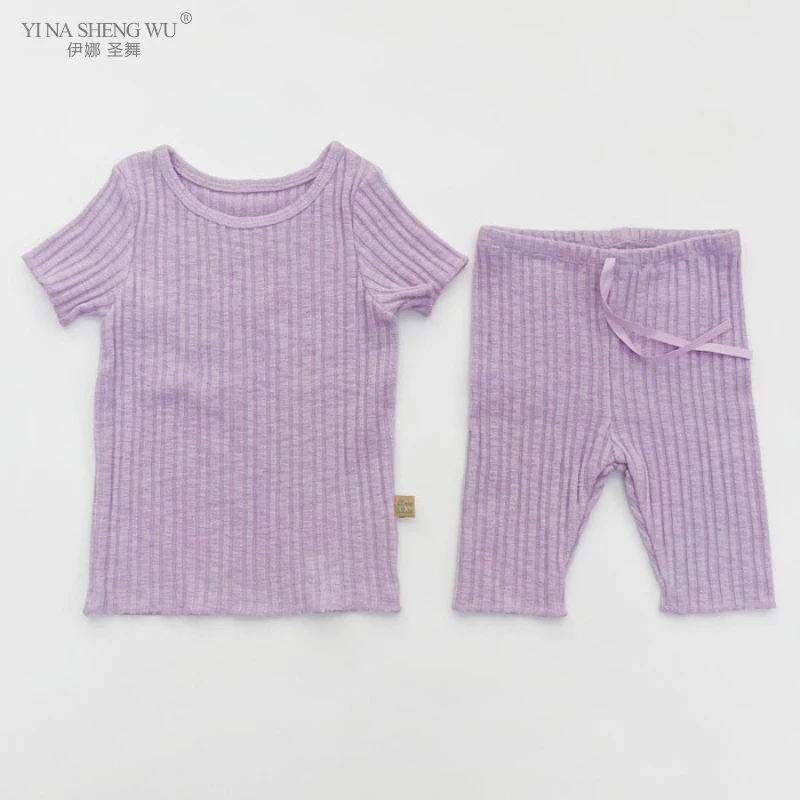 

Baby Boy Girls Sleepwear Cotton Children Short-sleeved T-shirt Shorts Outfit Comfortable Kids Pajamas Top Pants Children Clothes