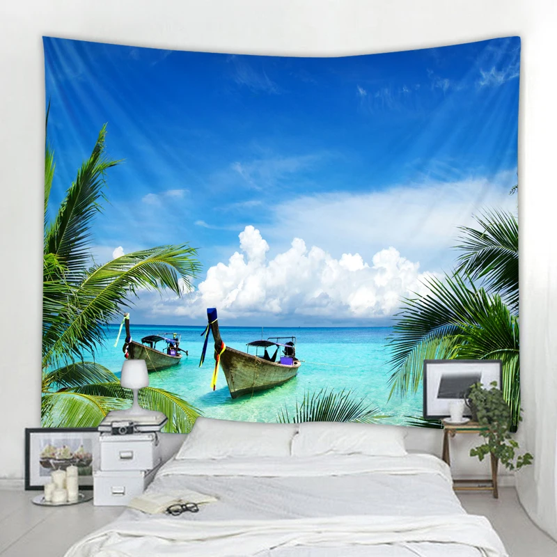 

Tapestry Ocean Beach Tapestry Wall Hanging Tropic Paradise Beach Wall Coconut Tree Hippie Bohemian Tapestry for Home Decor