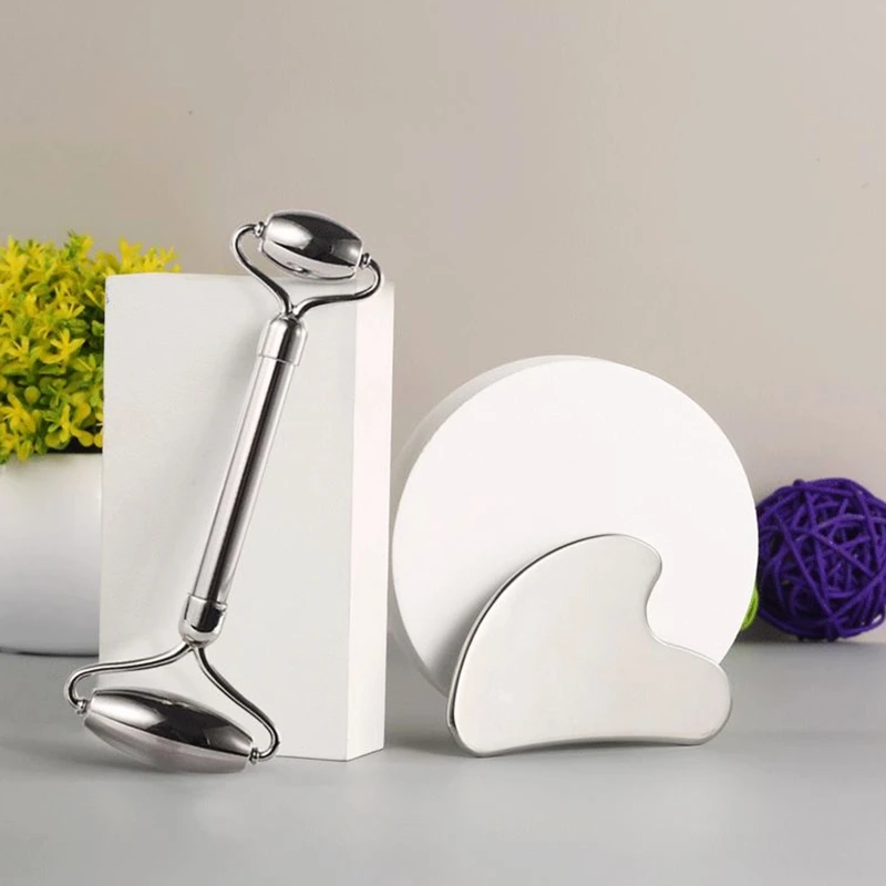 

Stainless Steel Roller Guasha Board Kits Scraping Anti-Aging Face Massager