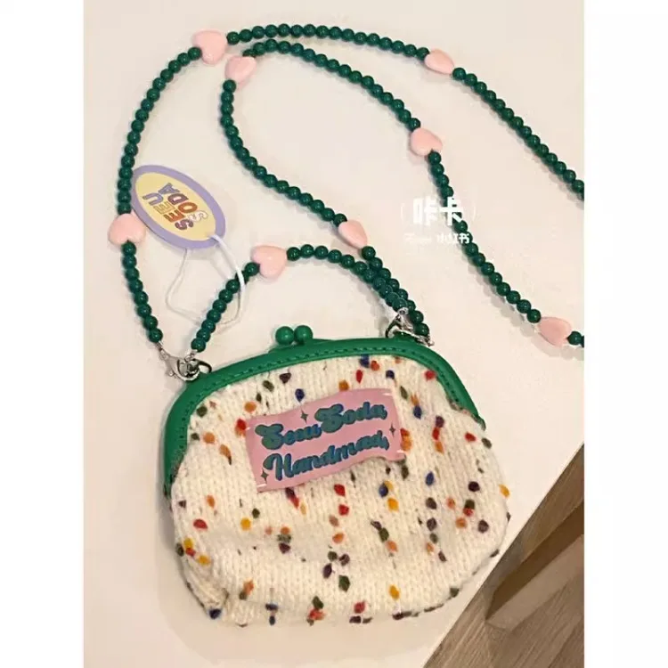 

Новинка 2023, трендовые Женские сумки в горошек радуги, милые вязаные сумки через плечо, модные сумки Y2k в стиле Харадзюку с верхними ручками