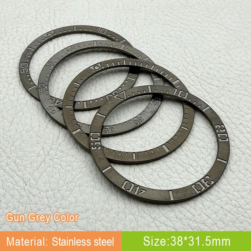 Фото Gun Grey Color Mod 38*31,5 мм, плоская вставка из нержавеющей стали, подходит для SKX007/SKX011/SRPD, вставка для часов, кольцо, аксессуары для часов, детали №1