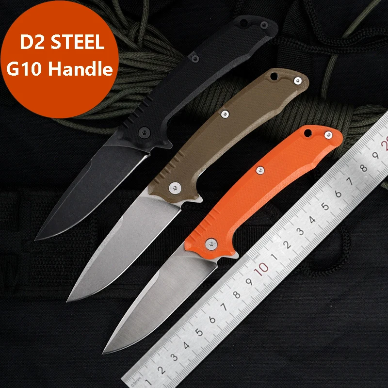 

Складной нож, практичный нож для фруктов, лезвие из стали D2, Ручка G10, зажим для ремня, портативный карманный нож для выживания на природе, инструмент для кемпинга и повседневного использования