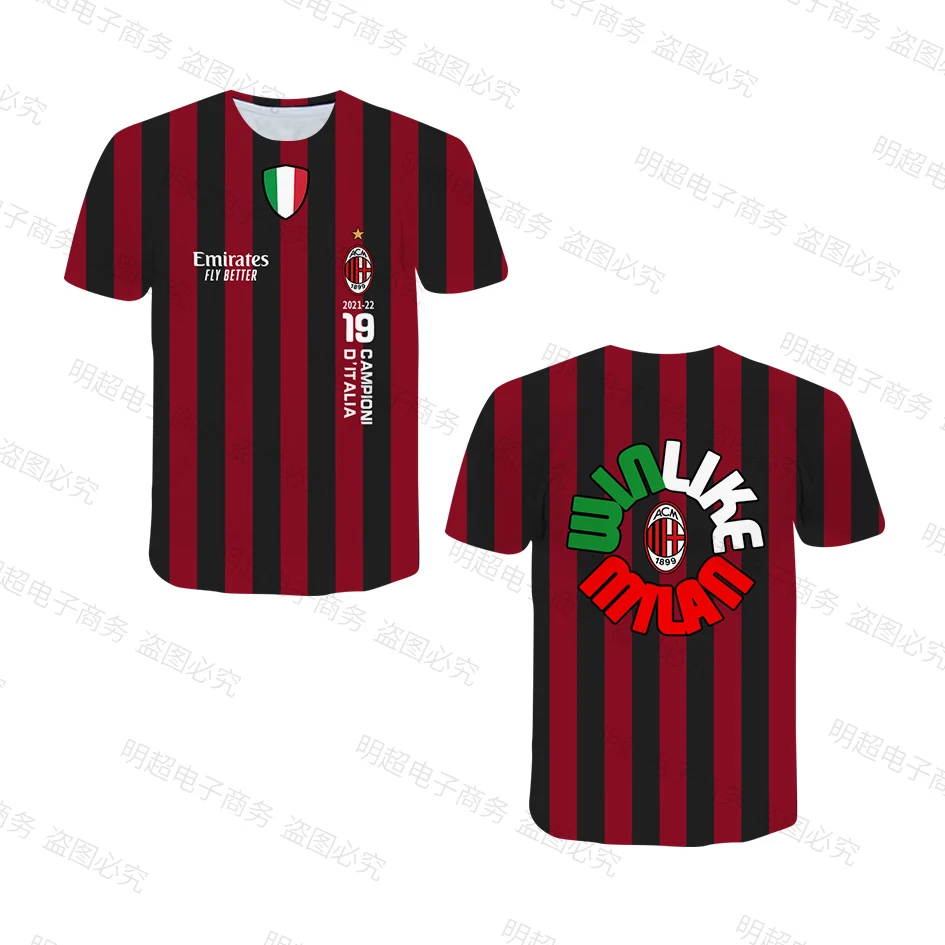 

New Ac Milan Take The Crown Memorial Same Style Tshirt Men T Shirt Fans for Shirt Summer Sports Short-sleev Tops Ropa Hombre