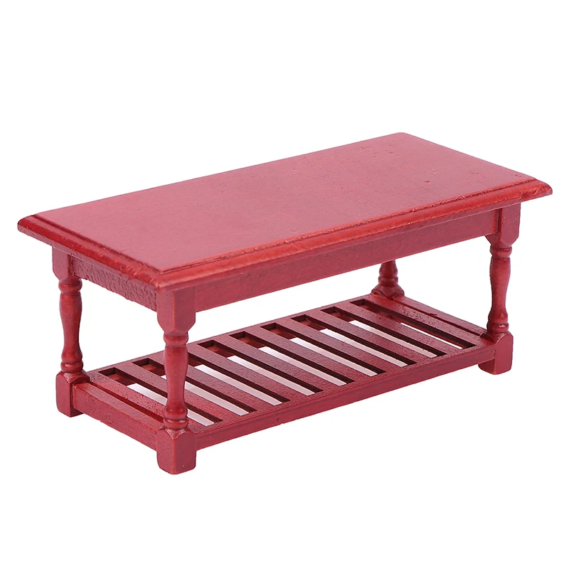 

1:12 Dollhouse Miniature Red Wooden Table Desk Coffee Table Doll House Simulation Furniture Model Decor Toy