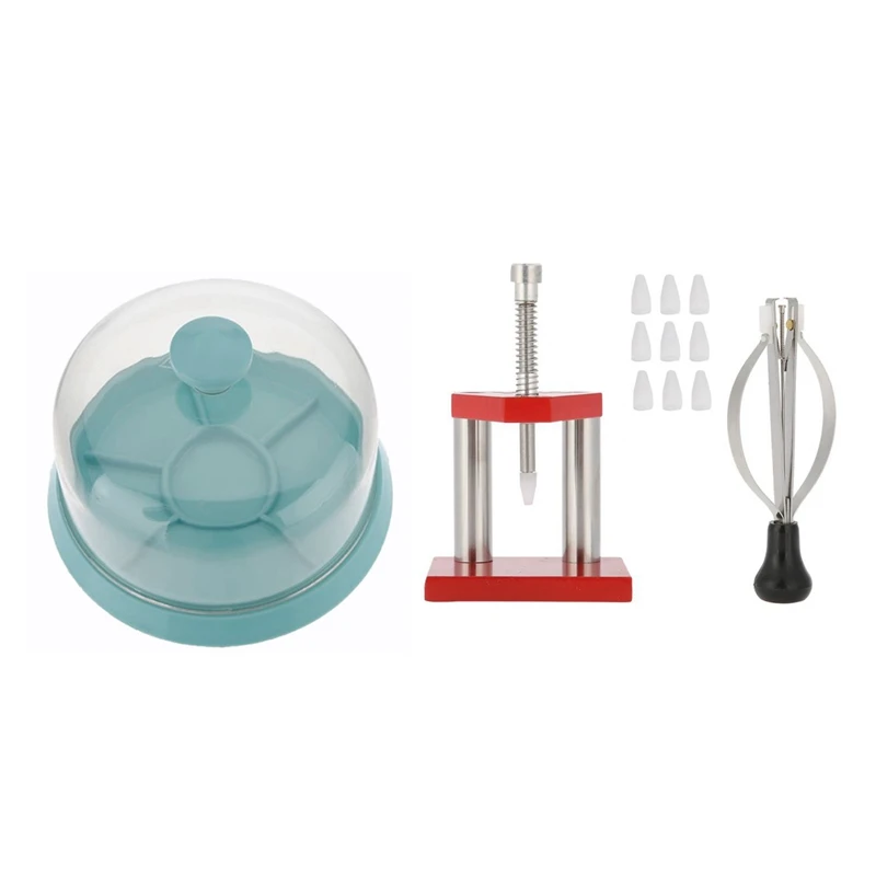 

1Pcs Watch Movement Repair Tool Dust Cover & 1 Set Red Watch Tool Hand Plunger Puller Remover Hand Set With 10 Dies