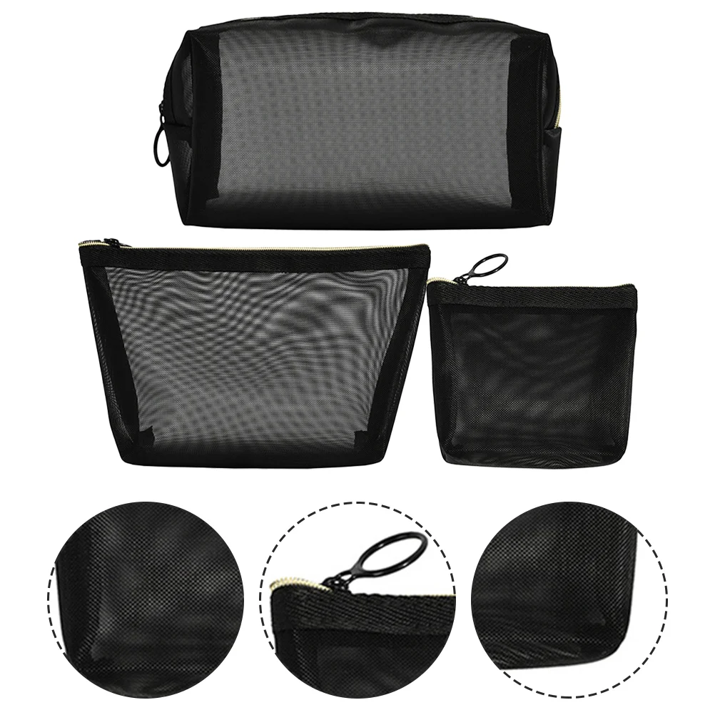 

Mesh Travel Makeup Zipper Pouch Pouches Purse Toiletry Portable Organizing Offices Organizer Women Skincare Up Make Organization