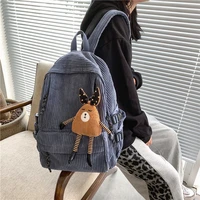 corduroy backpack student backpack college style school bags casual travel backpacks female classic leisure bags