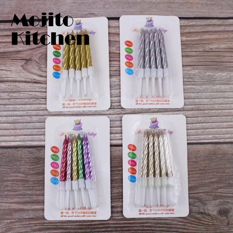 10 шт./компл. цветные свечи для дня рождения с подставкой торта товары