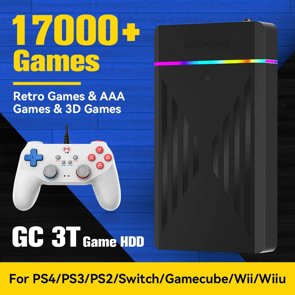 GC 3T Retro/3D игровой HDD Playnite Launchbox и Emulator OS в стиле ретро консоли для PS3/PS2/Switch/Game Cube/WIIU/WII