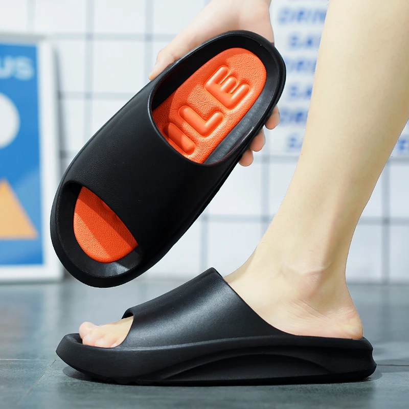 2022 New Slippers Flip Flops Solid Sandals Men Fashion Outside Thick Non-slip Sole Bathroom Home Thicker Comfortable  Slipper