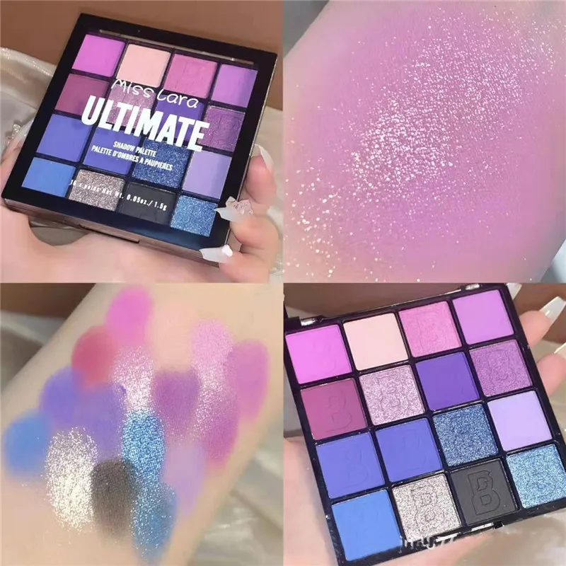 

eye shadow palette, 16 colors, matte, purple, neon powder paint, cosmetics