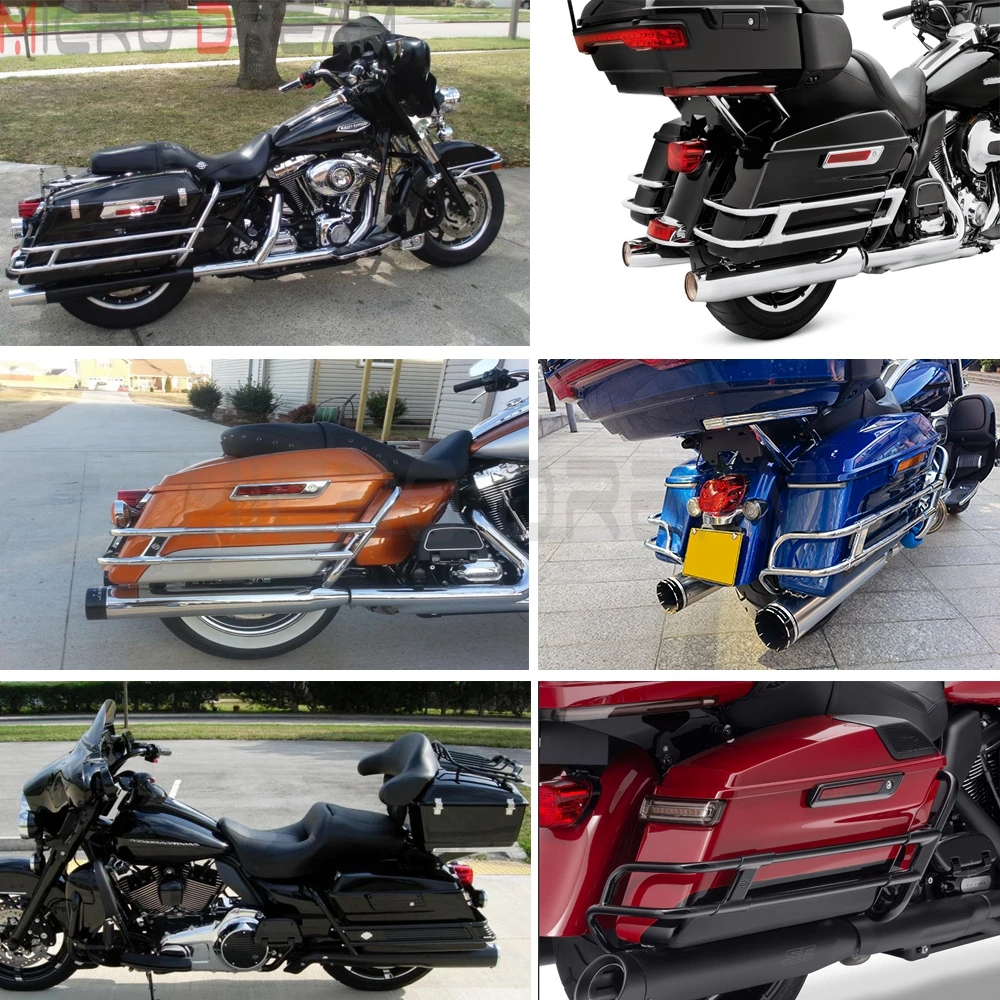 Black Motorcycle Saddlebag Guard Rail for Harley Touring Road King FLHT FLHRXS FLTRX FLTRXS FLHXS FLHX Extended Mount Bracket |