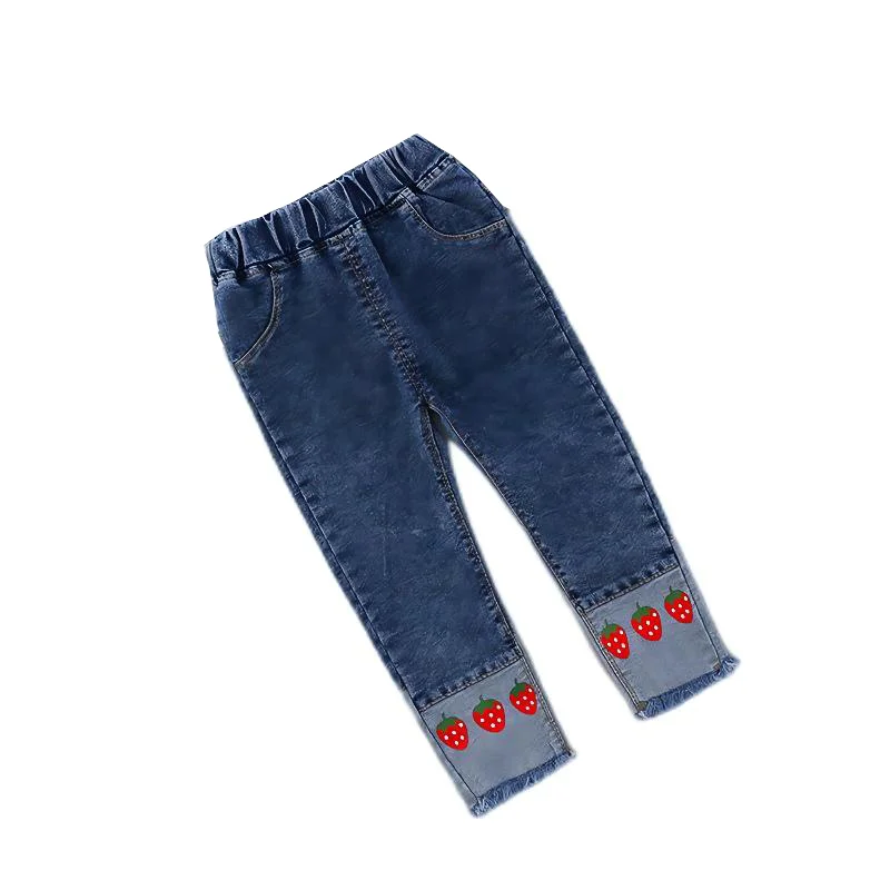 

New Autumn Jeans for Girls 2-7Years Olds Denim Pants Kids Casual Cute Elastic Waist Long Legging Pants Children Spring Clothing