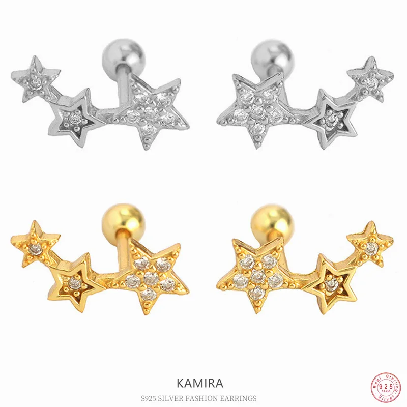 

Женские серьги-гвоздики из серебра 100% пробы, с гипоаллергенной звездой