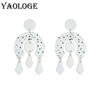yaologe new white double half round drop earrings women fashion style elegant classic jewelry accessories party hypoallergenic