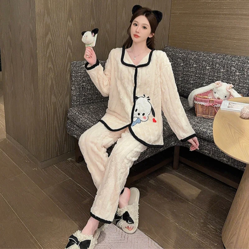 Sanrio нефритовая собака корицы с героями мультфильмов зимняя флисовая утолщенная