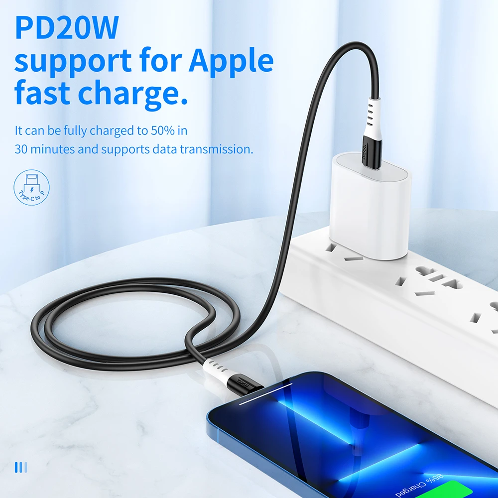 Силиконовый кабель HOCO 60 Вт USB C к Type 20 PD светильнику шнур для быстрой зарядки iPhone 13