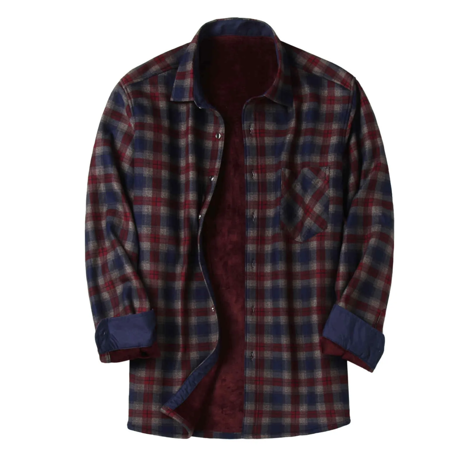 

Men's Winter Plus Size Thermal Velvet Warmth Plus Velvet Thick Plaid Long-sleeved Shirt Yoga Shirt Pack