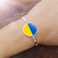 ukrainian flag world peace charm bangles for women men fashion silver color round metal wrap cuff bracelets jewelry gifts 2022