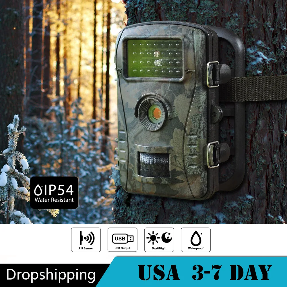 Hunting IR Night Vision Camera Trail Camera 12MP 1080P HD No Glow Outdoor Surveillance Wildlife Waterproof Cameras