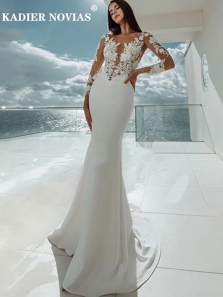 

Long Sleeves Mermaid Boho Wedding Dresses 2022 Sheer Back Beach Sexy Bridal Gowns Elegant Vestidos De Noiva