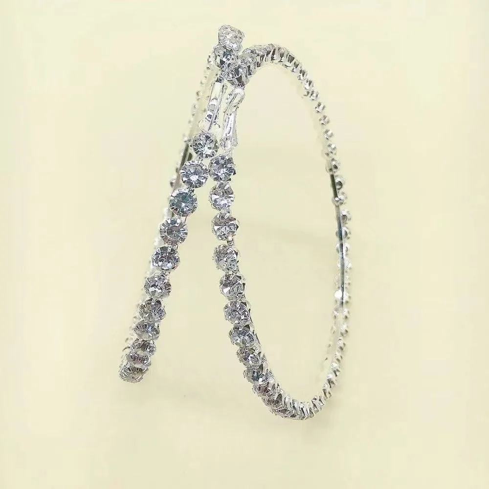 

SI DONG Fashion exaggeration style shining Crystal Rhinestone women's Big Round Earrings exquisite luxury Earrings Jewelry Gifts