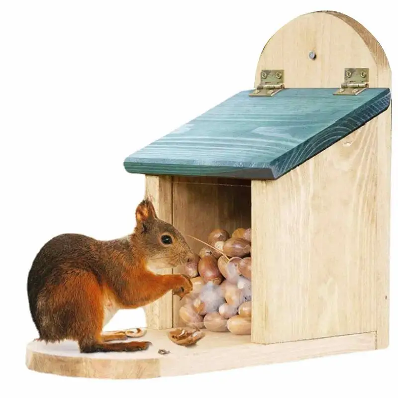 

Кормушка деревянная для белки, погодозащищенная Кормушка Для белки с подвесной платформой, для белки, с кукурузой и орехами