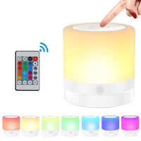 touch sensor night light usb rechargeable portable table bedside lamp 7 color changing rgb remote control kids baby room lamp