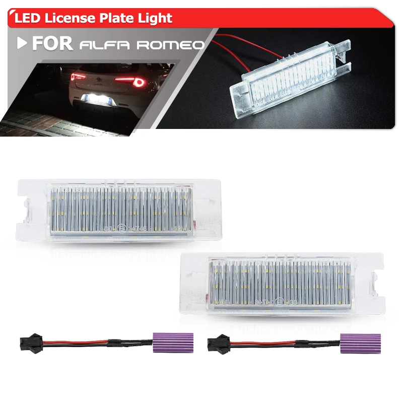 

For Alfa Romeo 147 156 159 166 Giulietta Mito GT Spider MiTo Canbus No Error White Led License Plate Lights Lamp