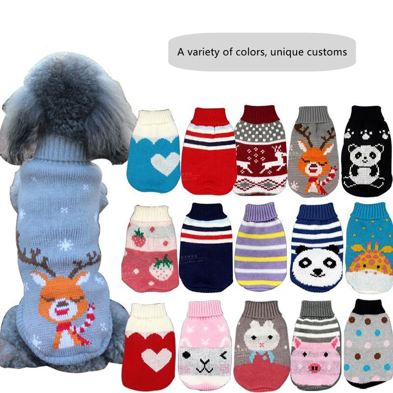 

Dog Sweater Clothes Puppy Jumper Winter Warm Soft Knitted Pet Jacket Cartoon Pattern Dog Clothes