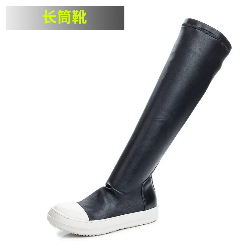 Women Over-the-Knee Boots 2023 Girls New Chunky Boots Woman Leather Elastic Flat Casual Leisure Student Shoes Long