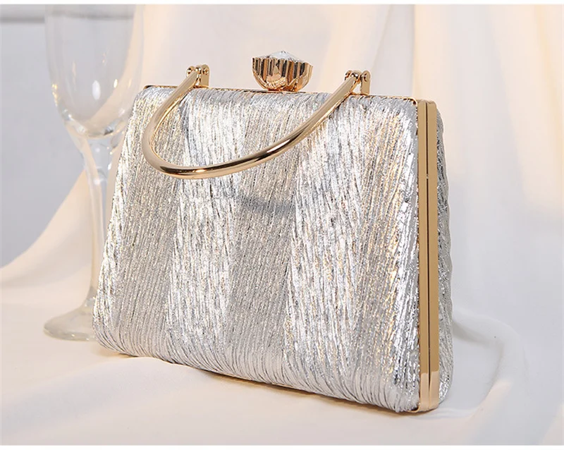 

2023 New Women Fold Evening Bags Leather Clutch Wallets Party Dinner Purse Chain Banquet Wallets 6 Colors Drop Shipping