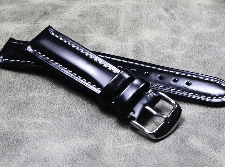 Handmade Dermis Black Premium Strap 18mm 19mm 20mm 21mm 22mm Belt Wrist Band Green Real Leather Replace Watchband Watch Chain