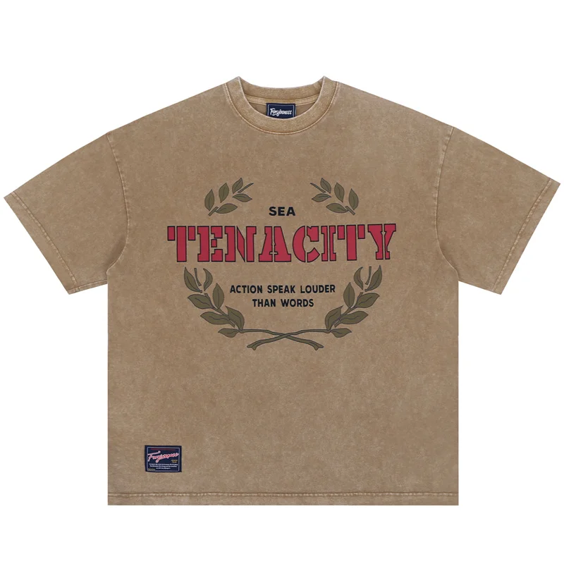 

23SS FGSS Wheat Ear Print Log Heavy Wash Short Sleeve