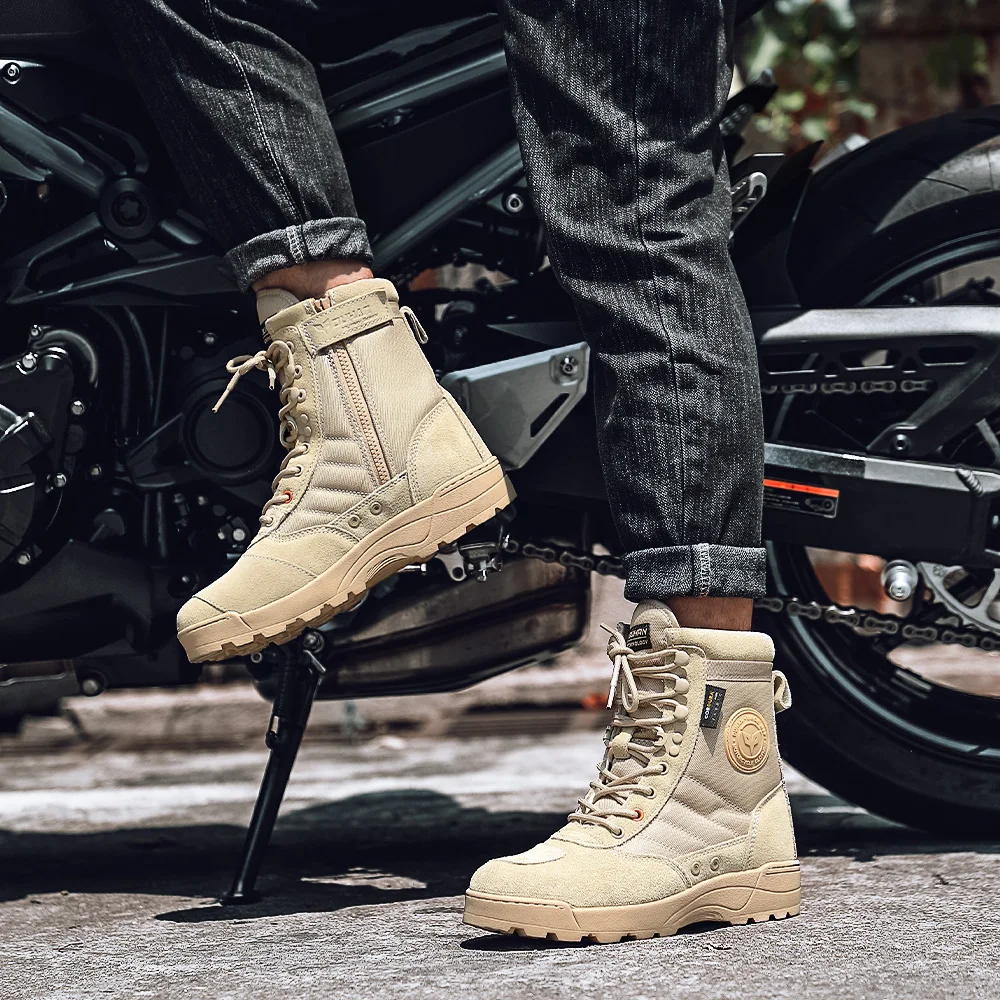 Motorcycle Men Boots Motocross Riding Tactical Boots Motorcyclist Off-road Casual Shoes Waterproof 1000D Cowhide For 4 Seasons enlarge