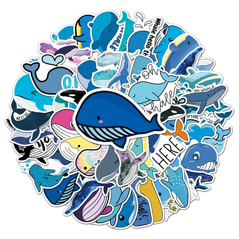

50 Whale Animal Creative Waterproof Graffiti Stickers Suitcase Scooter Computer Tablet Cartoon Decorative Stickers Korean
