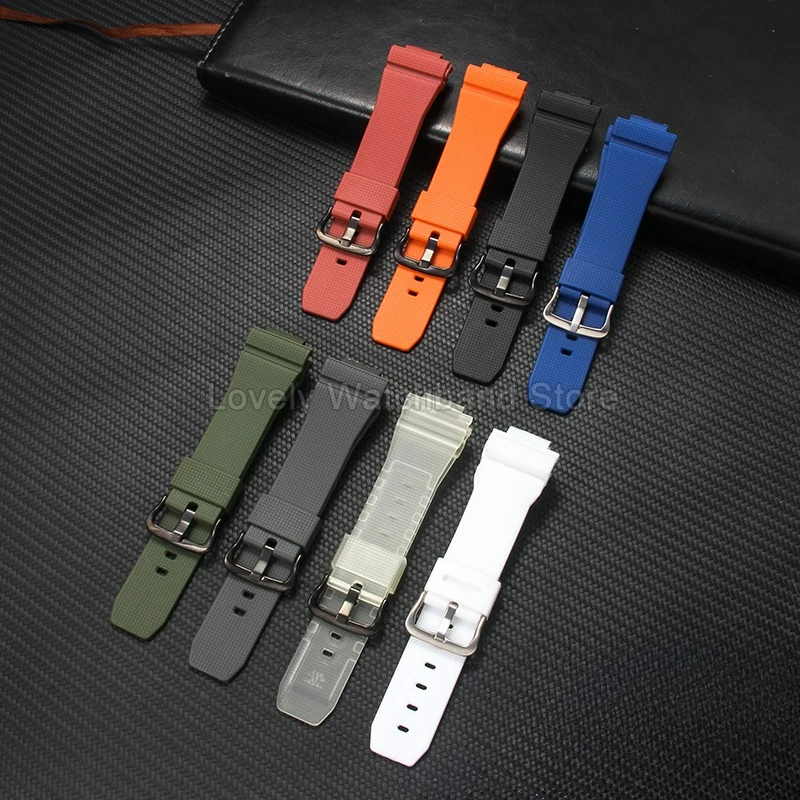 Фото Приятный для кожи ремешок для часов из смолы 16 мм для Casio CasiOak GM-5600 GM-6900 GA-2100 Черный Зеленый Синий Белый Гипоаллергенный Дышащий №1