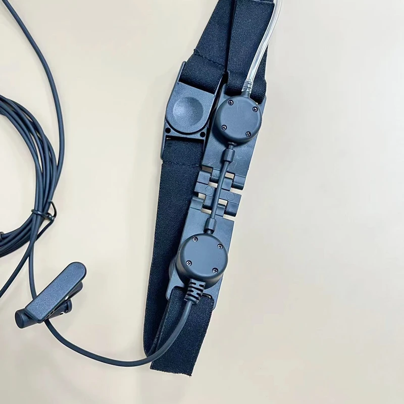 Heavy Duty Throat Mic Covert Acoustic Tube with Finger PTT Microphone Fits for 2 PIN Kenwood HYT Wouxun Puxing Quansheng radios