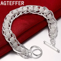 agteffer 925 sterling silver high quality lady bracelet many circle charm bracelets jewelry for women men wholesale wedding gift
