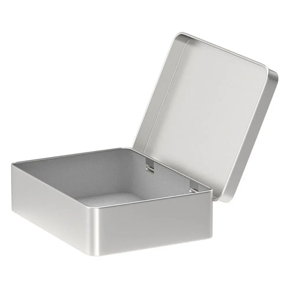 

Металлическая прямоугольная серебристо-черная коробка для хранения