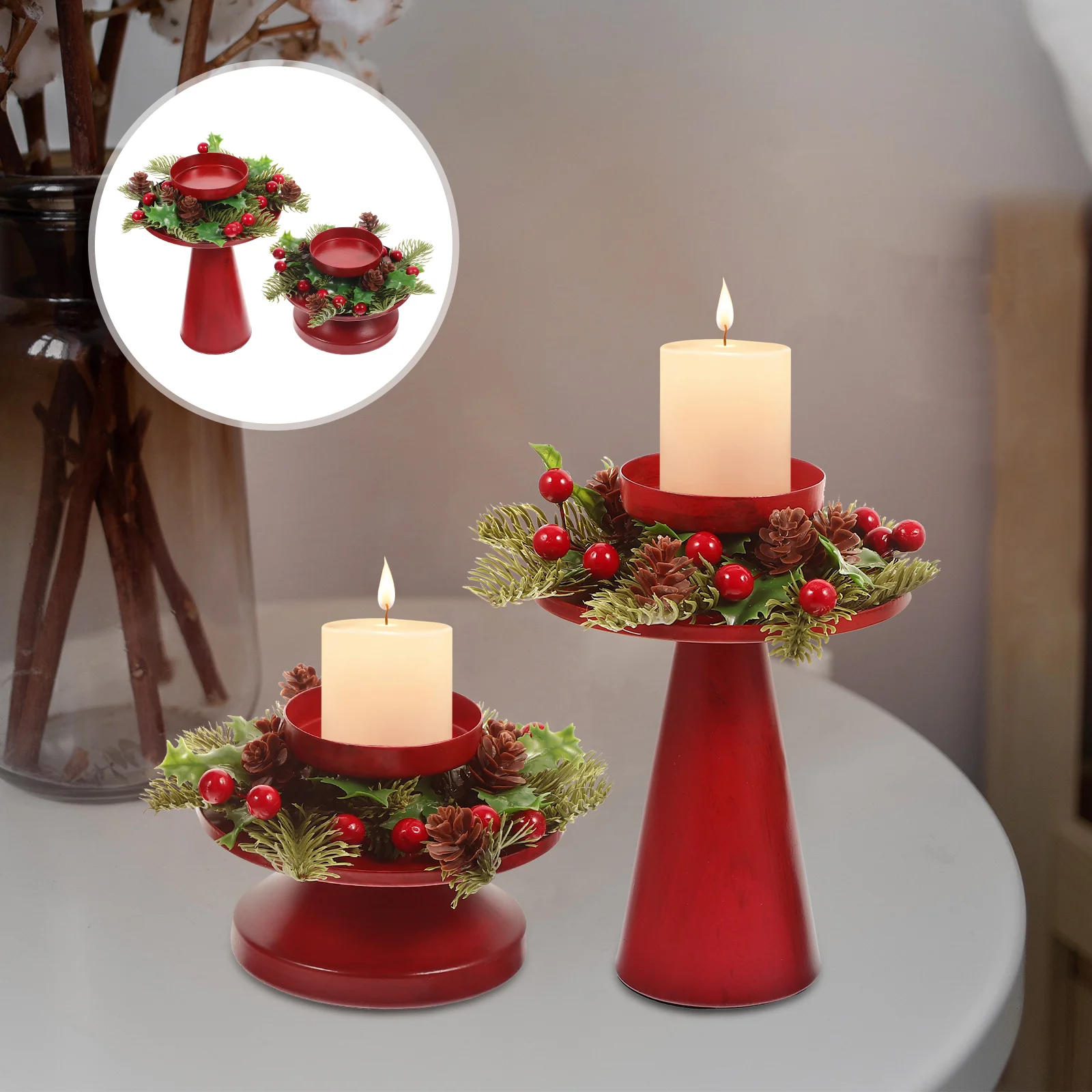 

Holder Christmas Tealight Xmas Stand Candlestick Iron Festival Metal Votive Adornment Containerrings Gift Party Supply Desktop