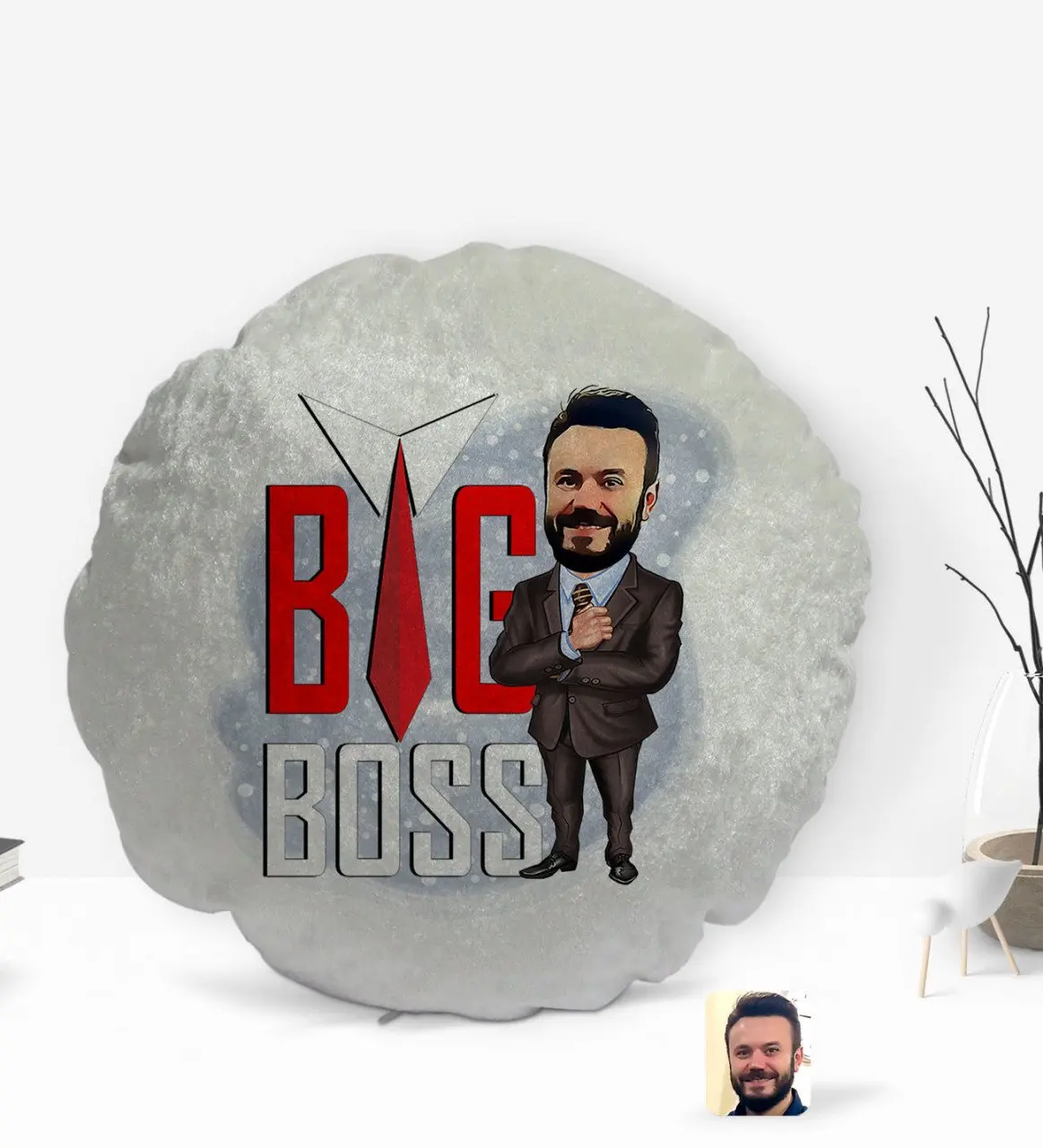 

Персонализированная Мужская карикатура большого босса, круглая декоративная подушка, украшение yastekk-4