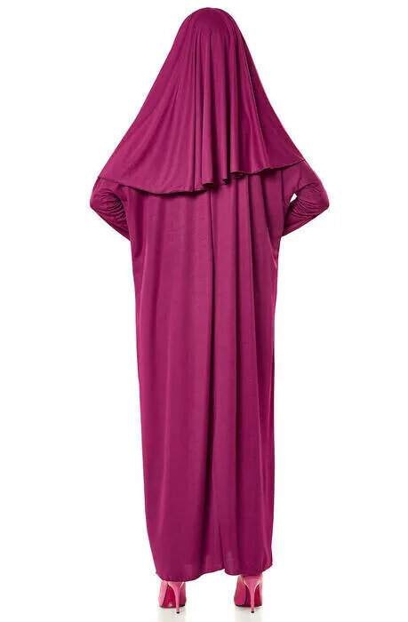 IQRAH One-Piece Prayer Gown-Prayer Rug-Rosary-Worship Set-Fuchsia