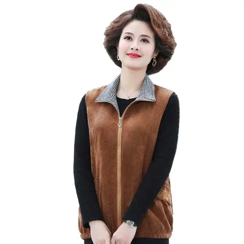 

Жилет женский однотонный на молнии, элегантный повседневный жилет в Корейском стиле для мам среднего возраста, верхняя одежда, X47, весна-осень 2023